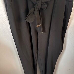 Anne Klein Black Tie-Waist Pants